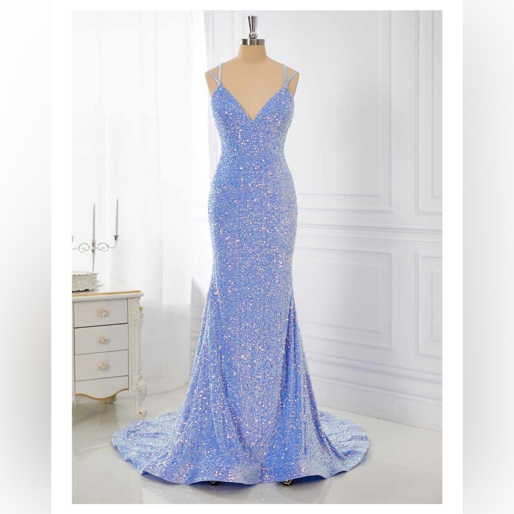 Periwinkle Velvet Sequin Gown